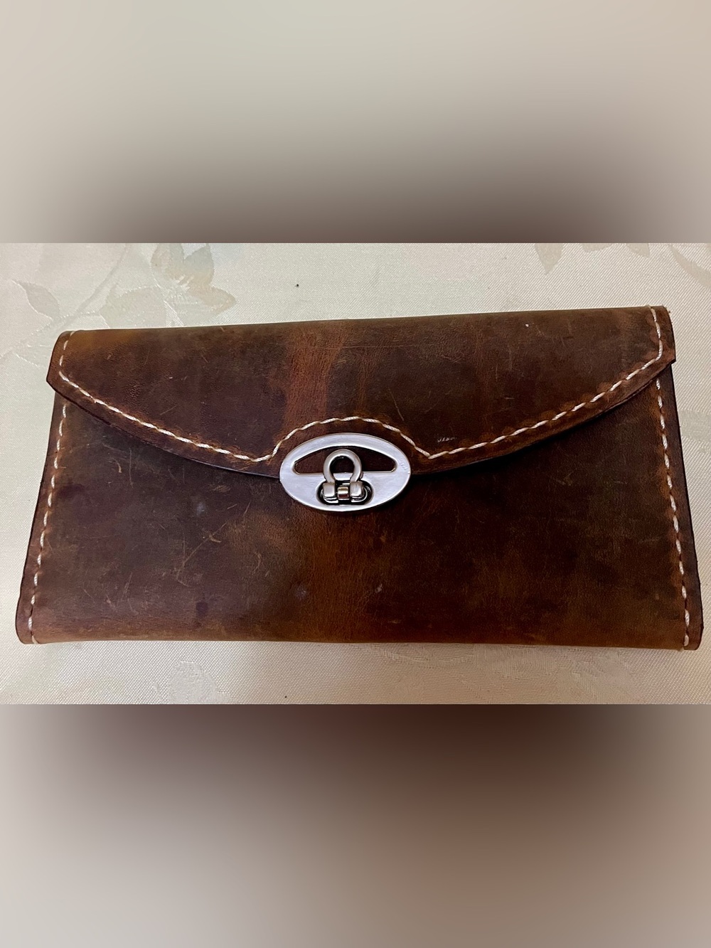 Cow Leather and Suede Wallet
 Brown with Silver Hardware Very Gently Used